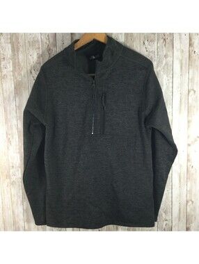 The North Face Mens Dark Gray  Quarter Zip Sweatshirt Pullover Medium Front Logo